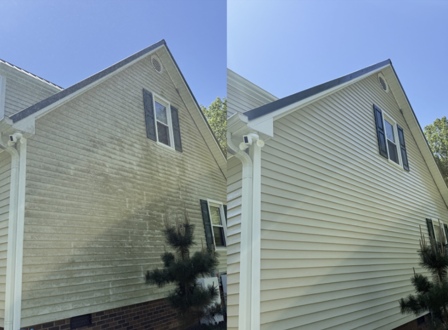 Home exterior cleaned by Powell Exterior Services roof and siding soft wash